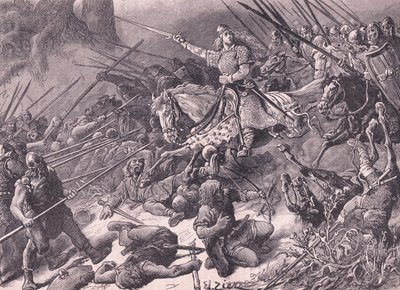 ウェールズのAD 910と戦う「マーシア人の女性」 作： Francois Edouard Zier